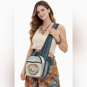 NWT Grateful Dead Hemp Pocket Crossbody Bag Rainbow Steal Your Face
